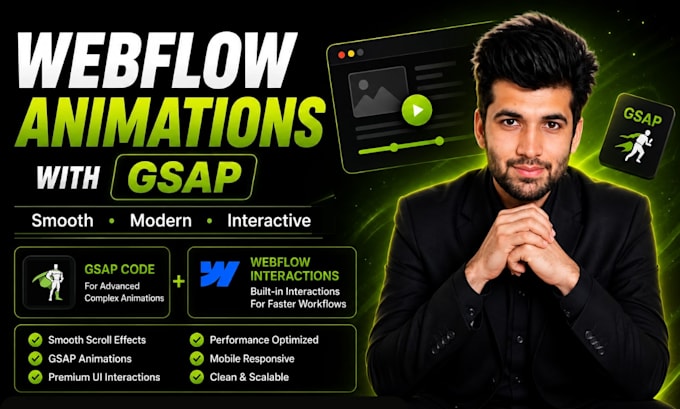 develop a webflow website with smooth gsap animations