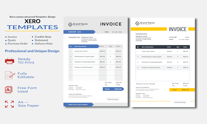 design custom xero invoice templates and branding