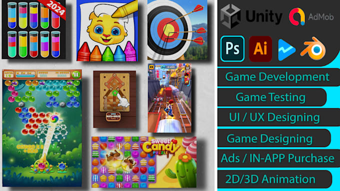 do unity game developer, mobile game design and development, unity game develop