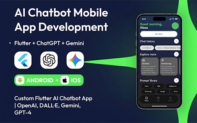 develop flutter ai chatbot app for ios and android