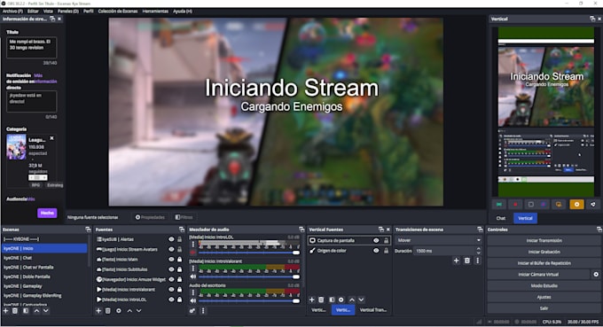 work on obs stream setup for twitch, youtube and kick