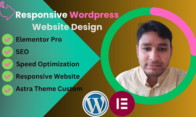 build responsive wordpress website design,redesign using elementor