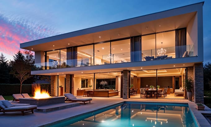 design 3d rendering your villa, house, pool, landscape