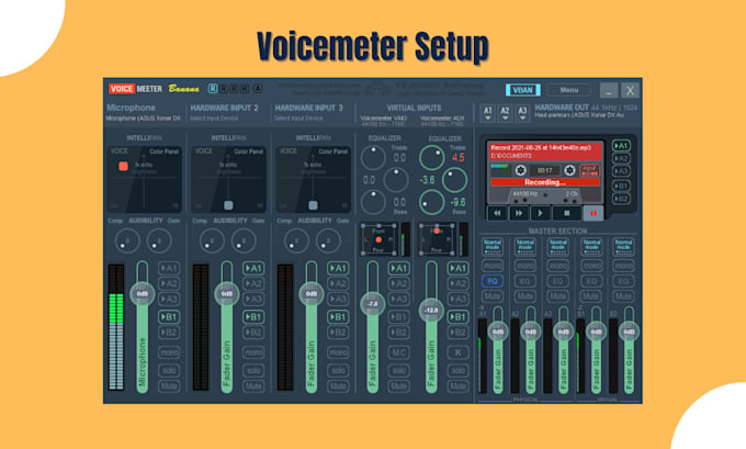 setup voicemeter for your PC, recording or streaming