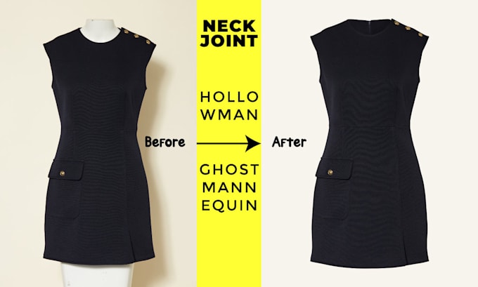 neck joint, hollowman, ghost mannequin services