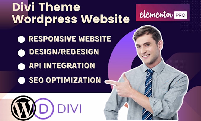build wordpress website with divi theme elementor pro elementor website