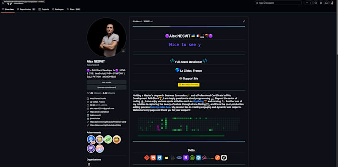 je vais structurer et optimiser votre profil github