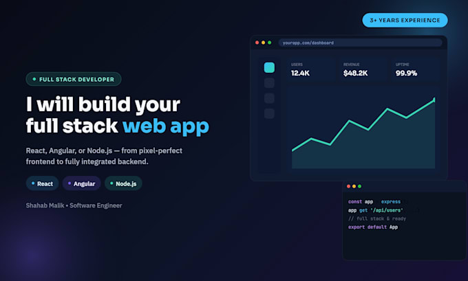 develop react js, angular, node websites as full stack developer