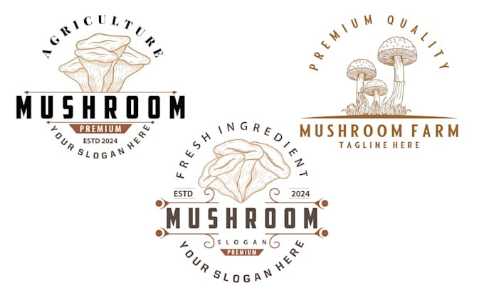 design hand drawn mushroom vintage logo