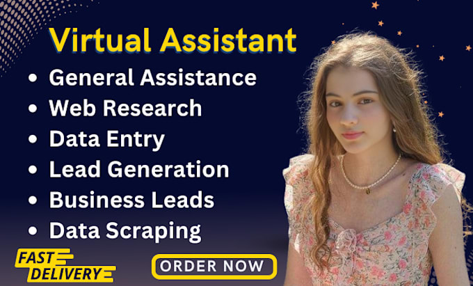 your virtual assistant for web research, data entry, typing