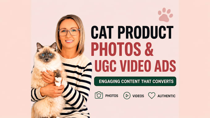 create cat product photos and ugc video ads