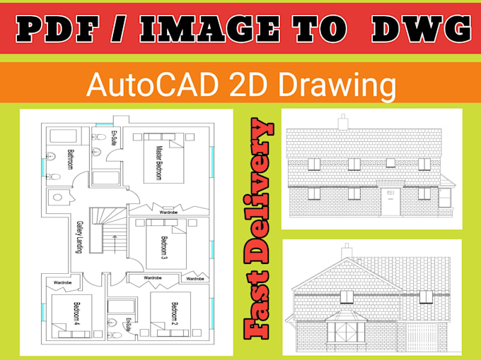 convert image, sketch, pdf or hand drawn to autocad dwg