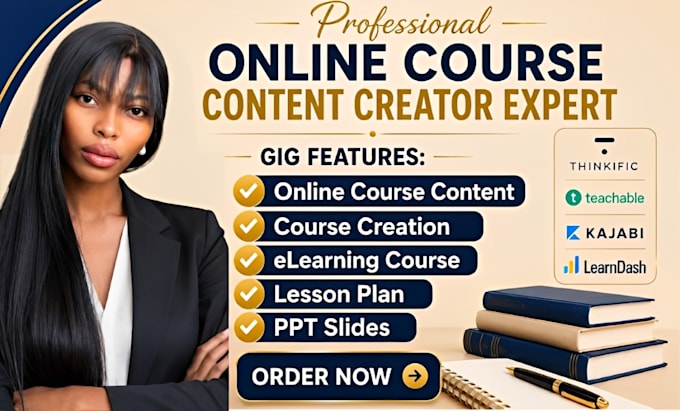 create online course content elearning course curriculum, lesson plan and ppt