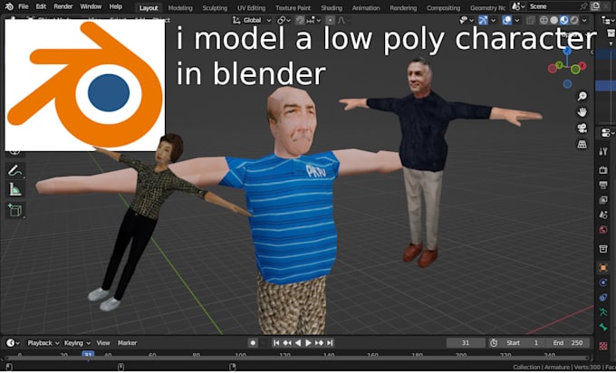 model 10 characters in 3d low poly like ps1