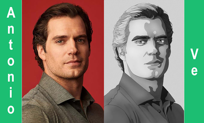 draw digital monochrome portrait in my style