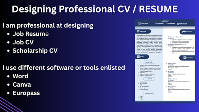 design an ats friendly professional resume or CV