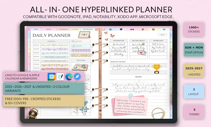 design premium etsy digital planner etsy digital product hyperlinked planner