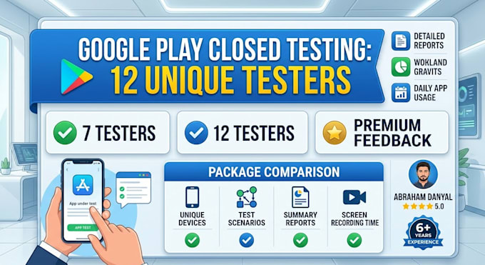 provide 12 unique testers for google play console app closed testing