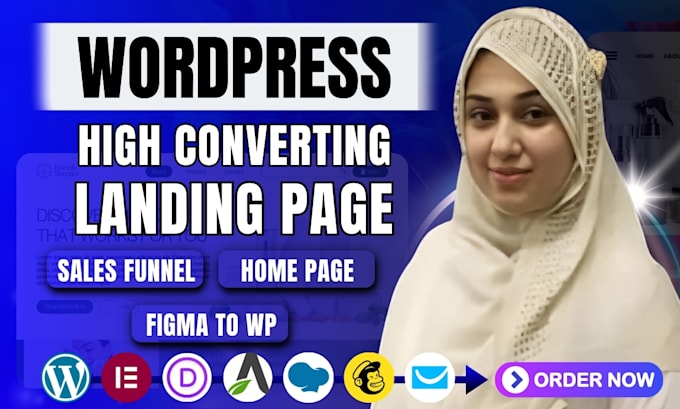 build a responsive wordpress landing page design, sales funnel, homepage design