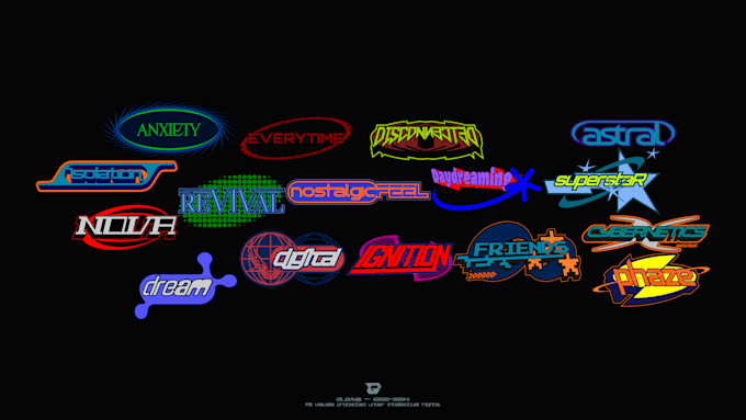 create y2k logo design with custom typography