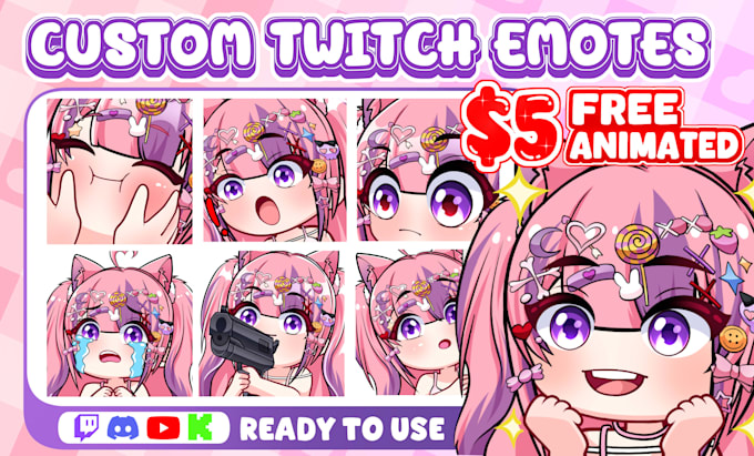 draw twitch emotes, badges, animated emotes for twitch, and vtuber stream