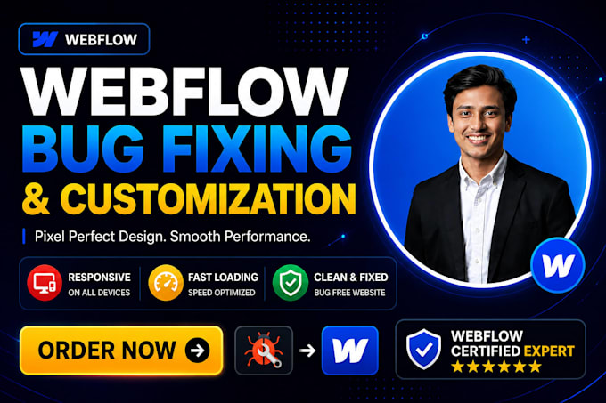 fix webflow bugs, responsive issues, and customize your webflow website