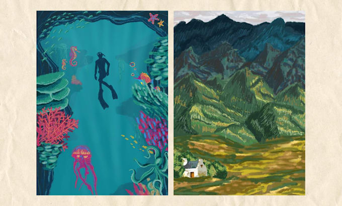 draw nature illustrations with a colored pencil style