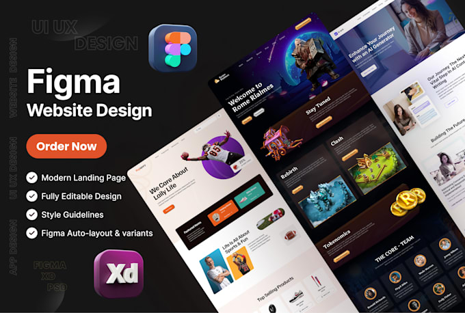 Do figma ui ux for website mockup, website template, web template ...