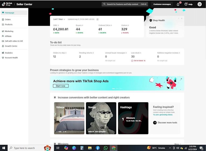 create UK, USA tiktok account with creativity program