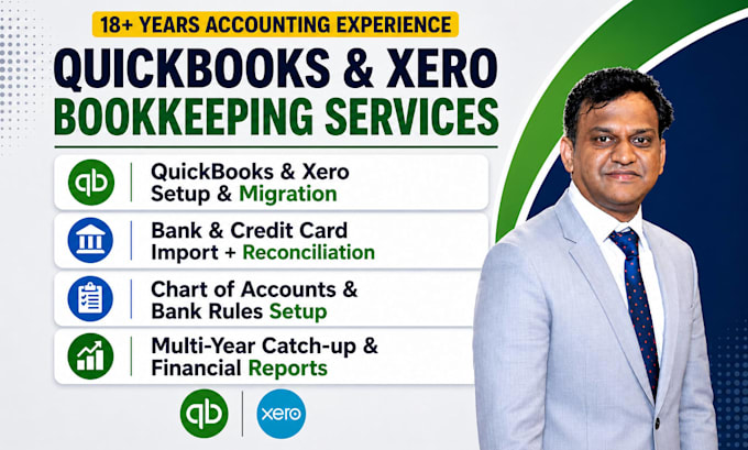 do quickbooks and xero bookkeeping setup, cleanup and reconciliation