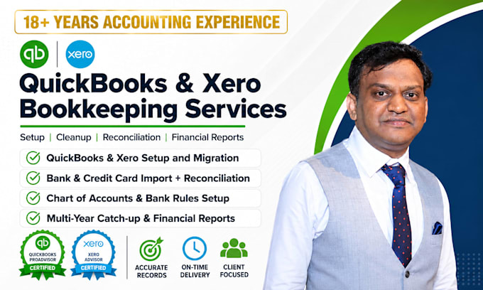 do quickbooks and xero bookkeeping setup, cleanup and reconciliation