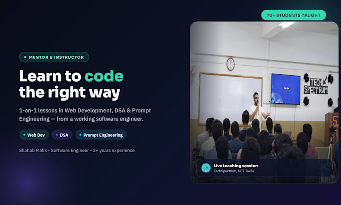 teach you web app development, dsa, and prompt engineering