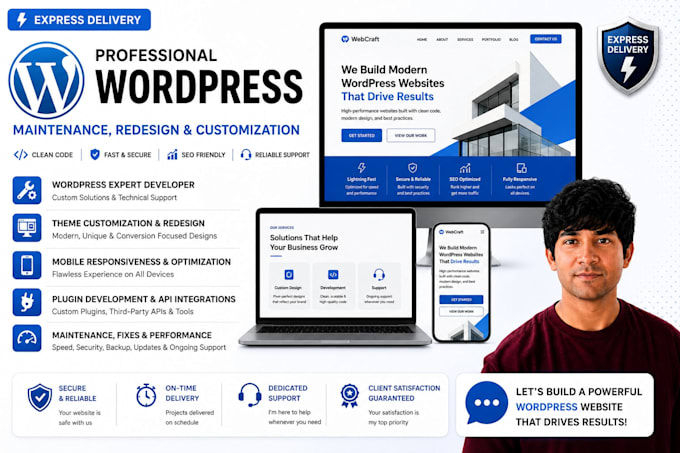 design, build, fix wordpress website, woocommerce and website issues