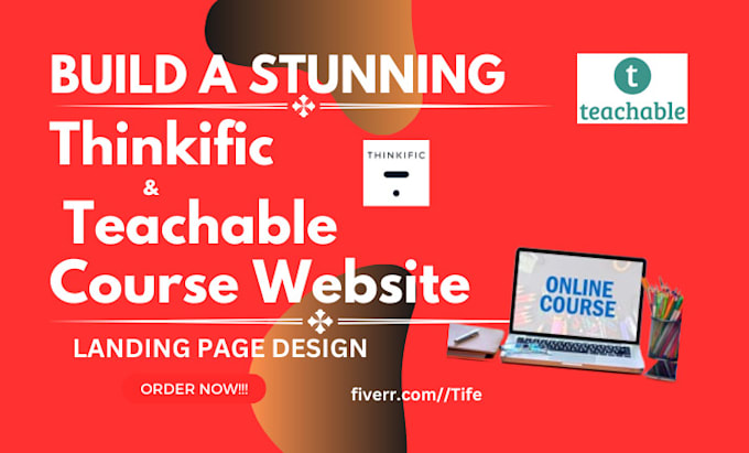 Design stunning thinkific website teachable course website landing page