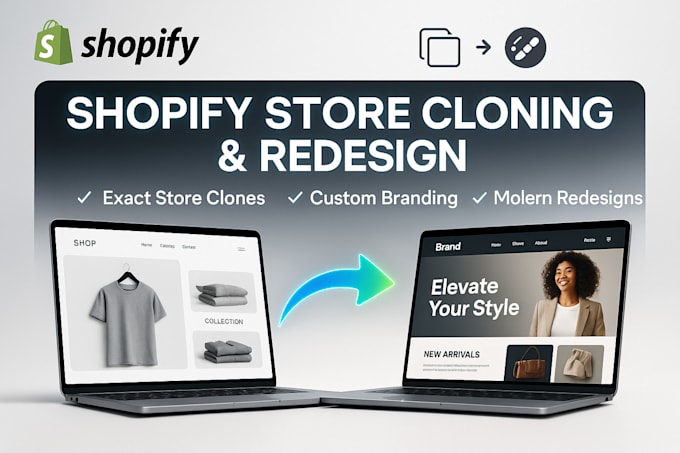 clone copy shopify store design and redesign shopify website