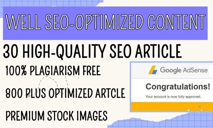 write 30 special SEO article for google adsense approval