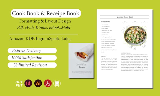 design and format cookbooks and recipes book