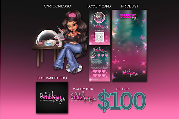 design cartoon portrait bratz doll and branding identity