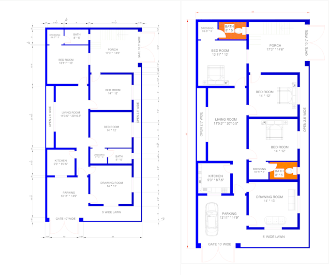 be your architect, draftsman for house plans, 2d floor plan