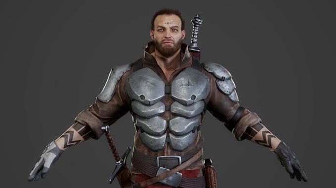3d game character,rig ue5,vr ar,uv mapping, retopology using dynamesh, zremesher