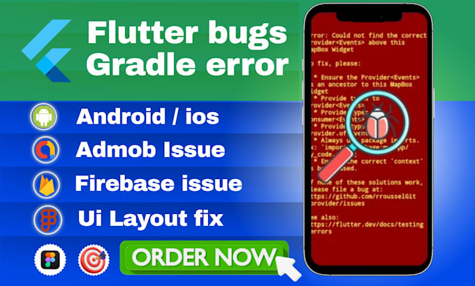 fix bugs and errors in your flutter app,flutter bug, flutter error,ios build fix
