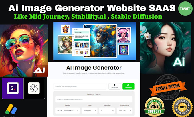 build ai image generator website saas, mid journey, stability