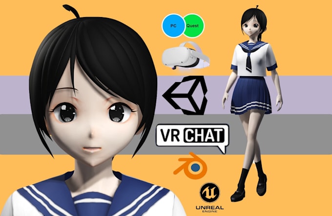 create custom 3d furry vrchat avatar, 3d nsfw model, 3d vtuber model, vseeface