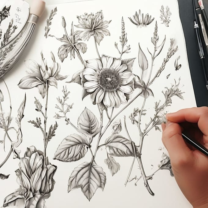 design elegant botanical illustration composition