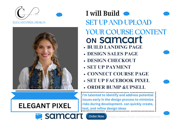 design samcart online course, mighty network set up design samcart sales funnel