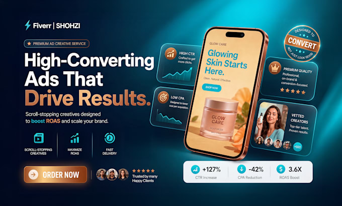 design trendy ad creatives for meta ads, instagram posts, and google ads