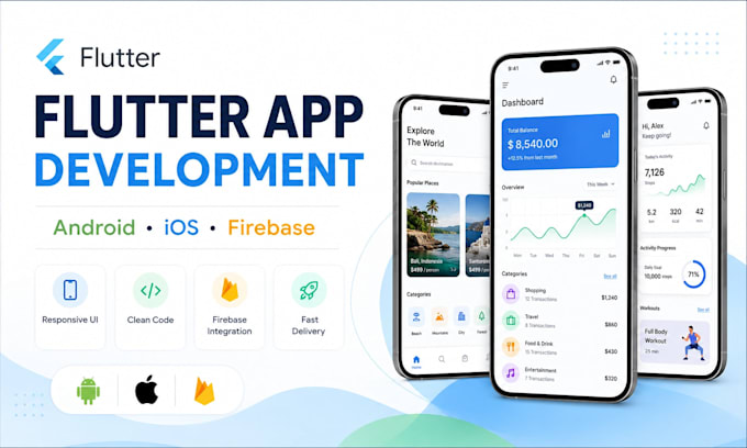 develop flutter app for android ios with firebase
