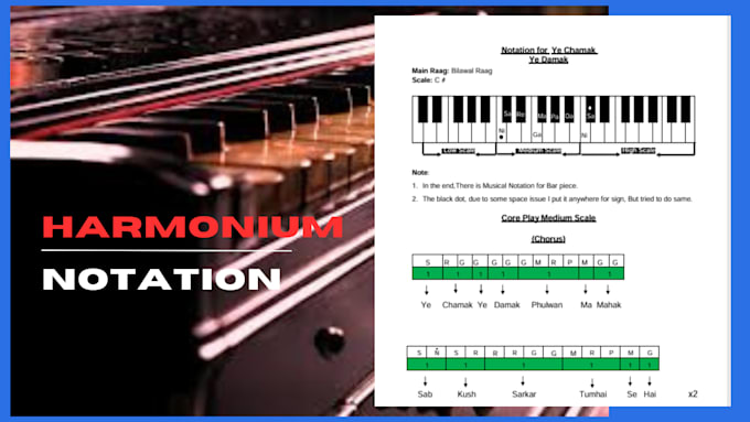 do harmonium notation work for bajens and songs