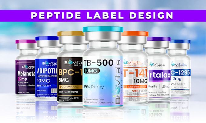 design professional peptides vial label, product label design