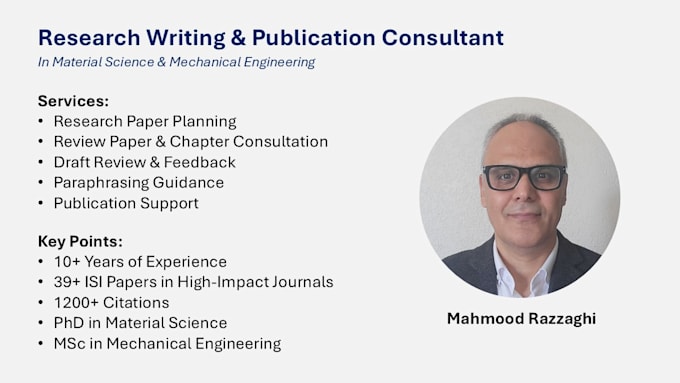 do expert consulting and feedback on research writing
